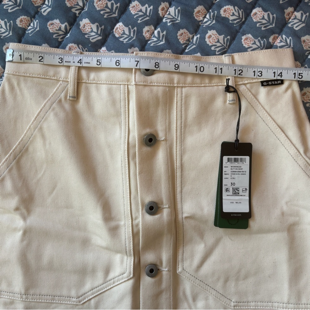 NWT G-STAR RAW Workwear Button Mini Skirt // Ecru // Size 30 - Picture 8 of 12